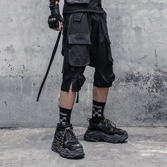 Functional Multi Pockets Ribbons Cargo Shorts