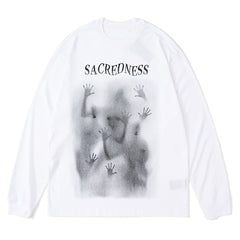 Dark Psychedelic Humanoid Print Oversized Sweatshirt