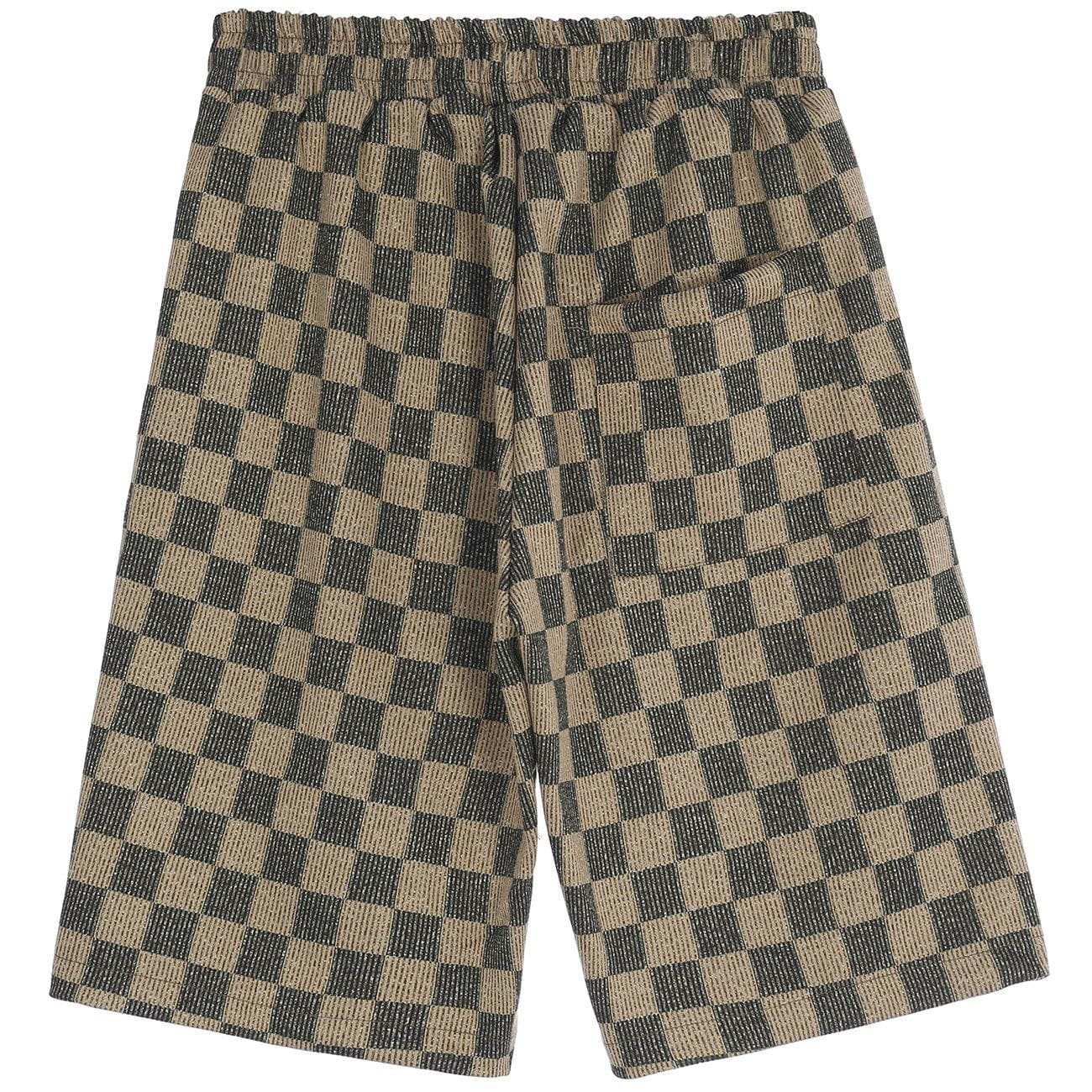 Checkerboard Embroidery Letters Shorts