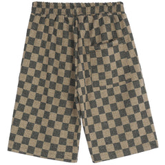 Checkerboard Embroidery Letters Shorts