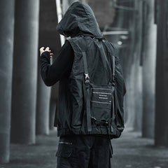 Dark Combat Multi Pockets Hooded Vest Jacket