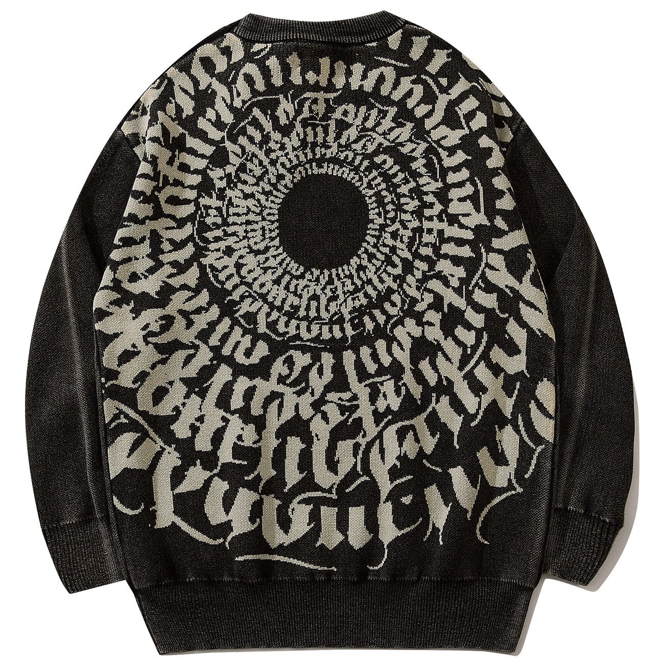 Dark Letter Circle Print Washed Sweatshirt