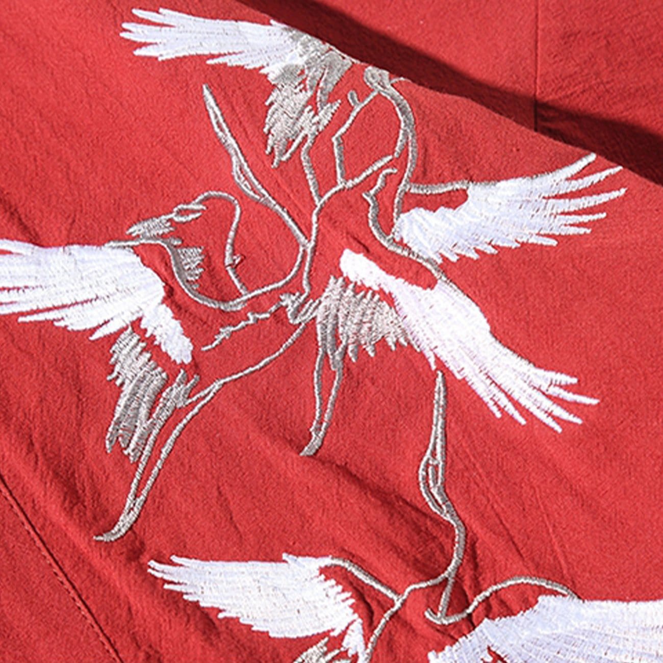 Crane Embroidery Cardigan Kimono