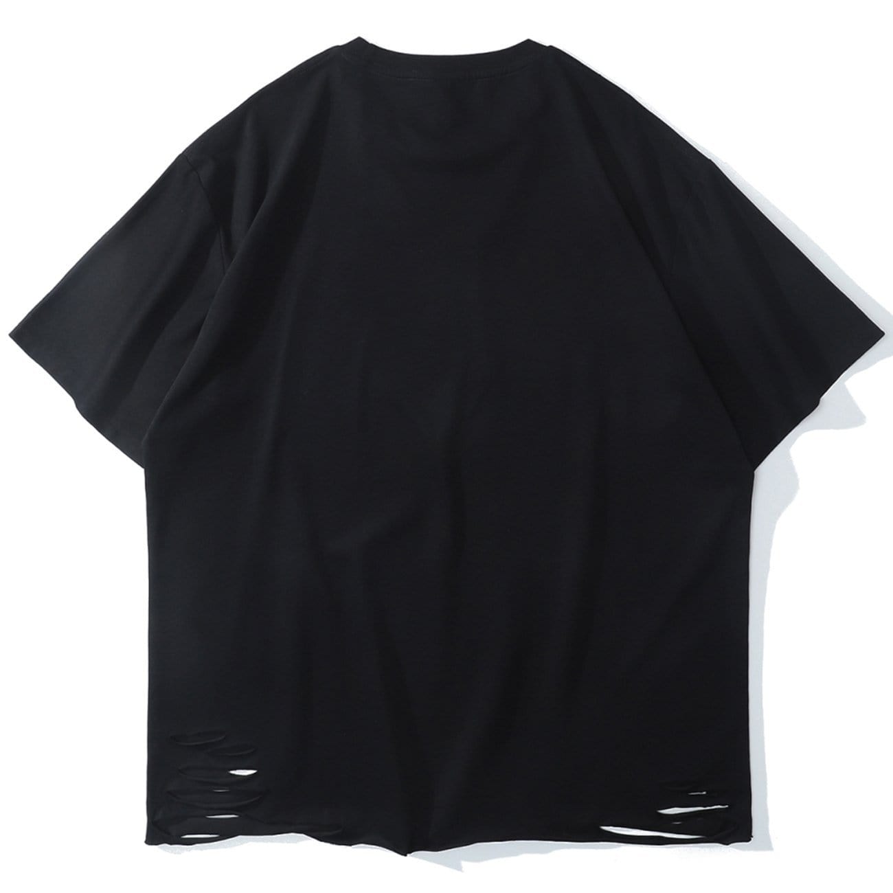 Hole Glass Man Print Chain Cotton Tee