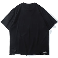 Hole Glass Man Print Chain Cotton Tee
