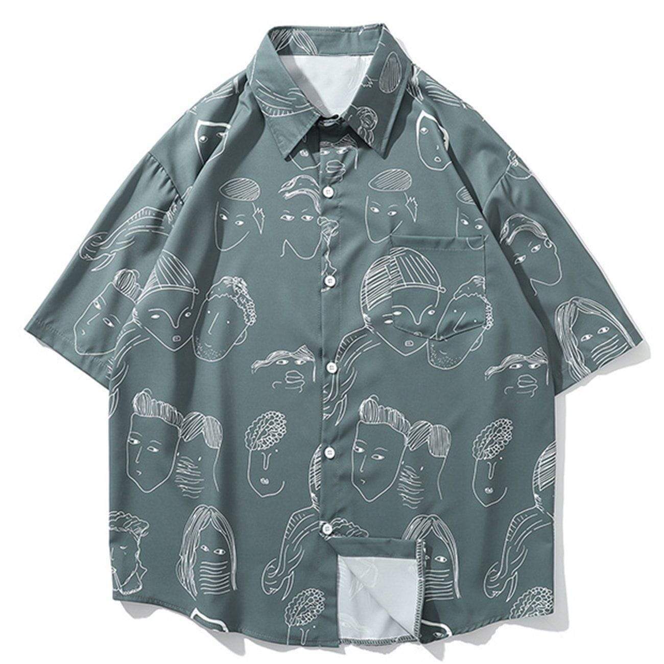 Vintage Fun Portrait Full Print Short Sleeve Shirt