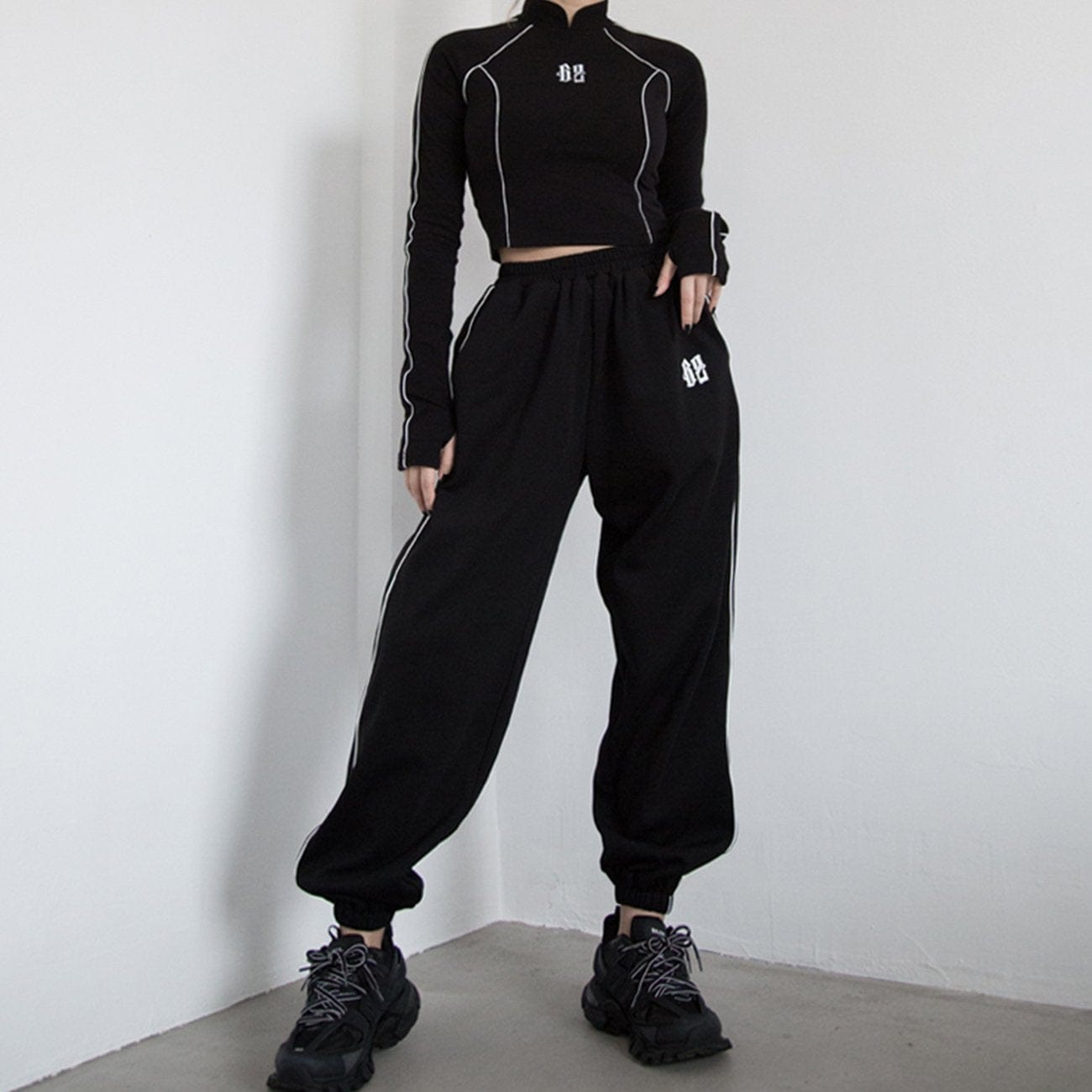 Cyberpunk Reflective Embroidery Long Sleeve Tee