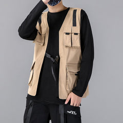 Combat Multi-pocket Cardigan Vest