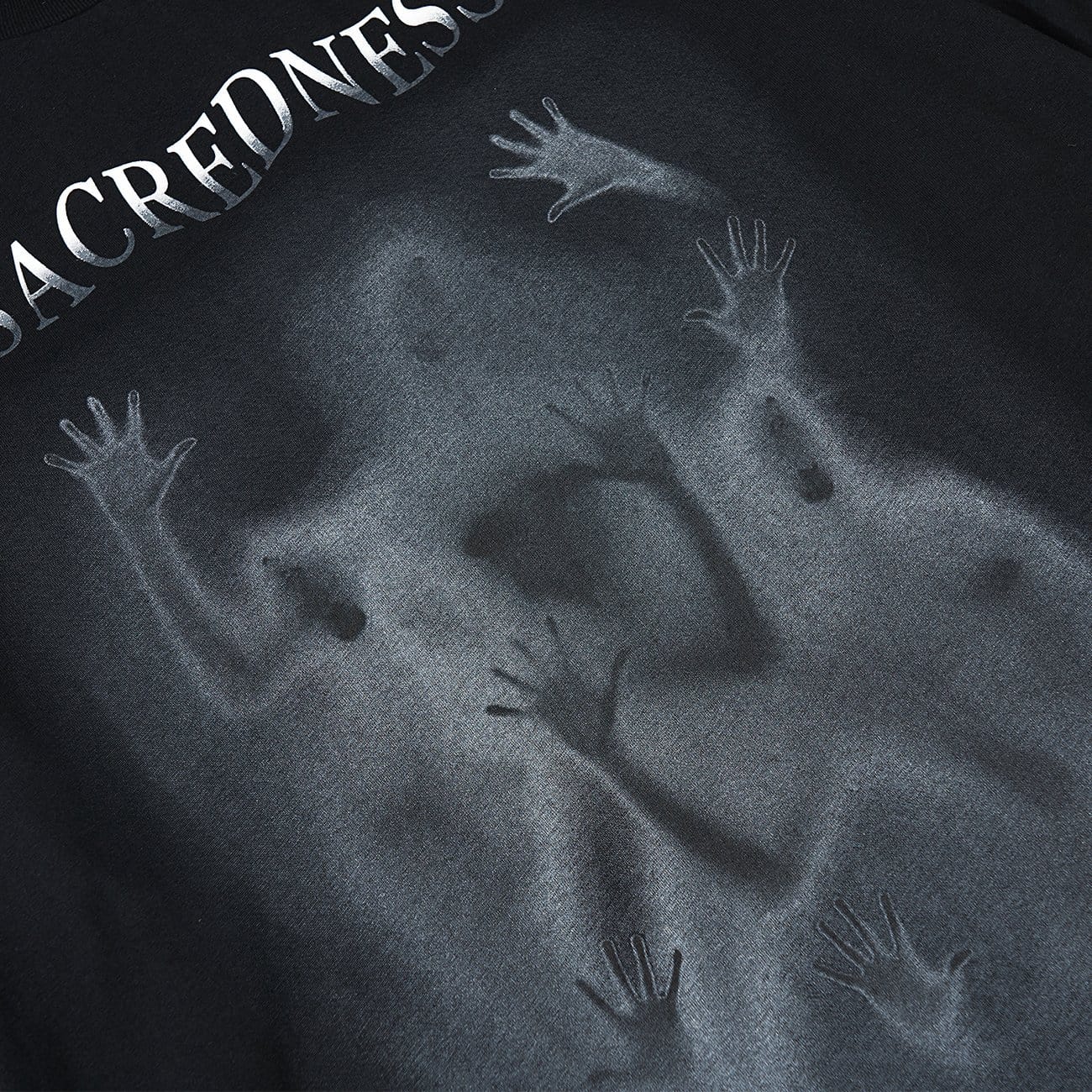 Dark Psychedelic Humanoid Print Oversized Sweatshirt