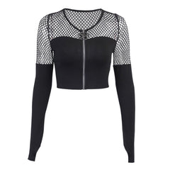 Gothic Stitching Zipper Cardigan Long Sleeve Tee