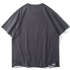 Hole Glass Man Print Chain Cotton Tee