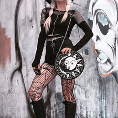 Gothic Stitching Zipper Cardigan Long Sleeve Tee