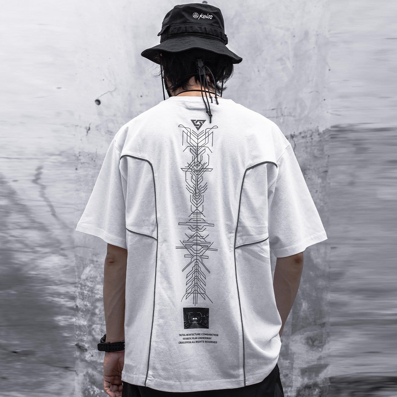 Functional Reflective Strip Print Cotton Tee