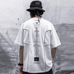 Functional Reflective Strip Print Cotton Tee