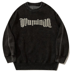 Dark Letter Circle Print Washed Sweatshirt