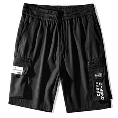 Combat Letter Print Multi Pockets Nylon Shorts