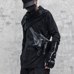Dark Irregular Turtleneck Zipper Sweatshirt