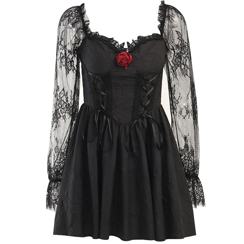 Kawaii Gothic Princess Rose Black Dress