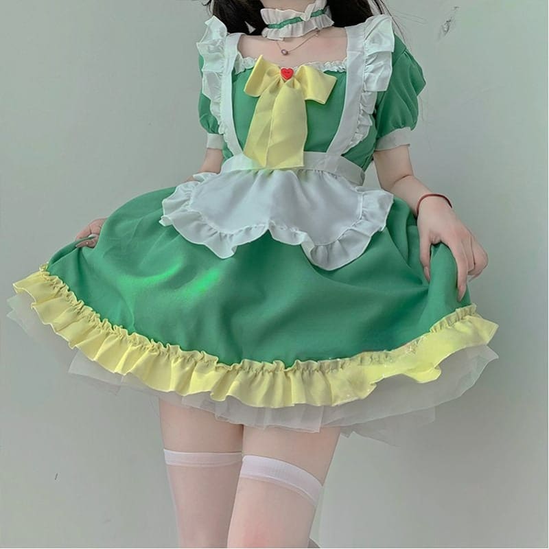 Kawaii Green Spring Maid Dress