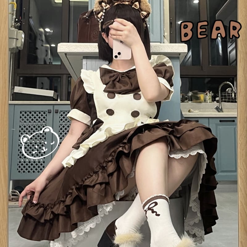 Kawaii Harajuku Chocolate Maid Bow Lolita Dress