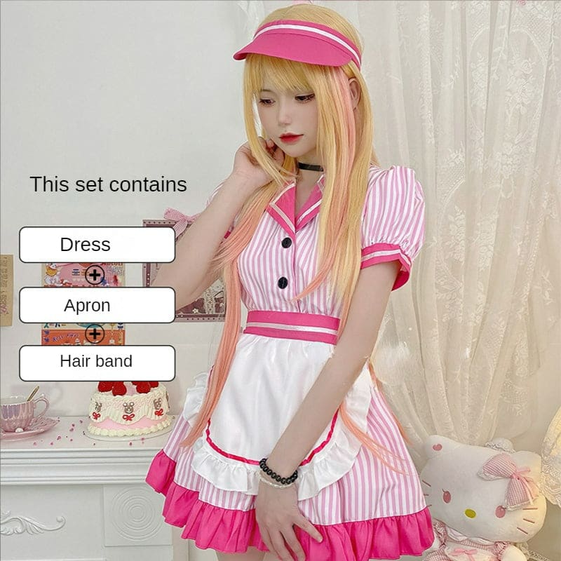 Kawaii My Dress-up Darling Kitagawa Marin Pink 80's Maid Dress