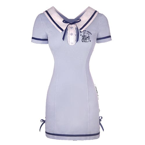 Kawaii Spring Blue Pink Bear Cute Sailor Dress