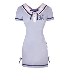 Kawaii Spring Blue Pink Bear Cute Sailor Dress
