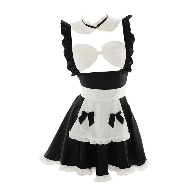 Kfashion Cute Maid Black White Dress ON851