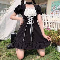 Kikii Kawaii Girl Gothic Doll Lace-Up Dress