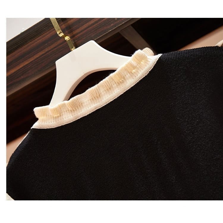 Korean Warm Plus Size Fake Two-piece Knitted Dress