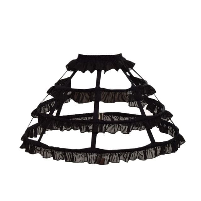 Lolita Hollow Lotus Leaf Lace Skirt Dress Lining