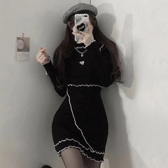 Love Heart Ruffle Knitted Slim Fit Dress
