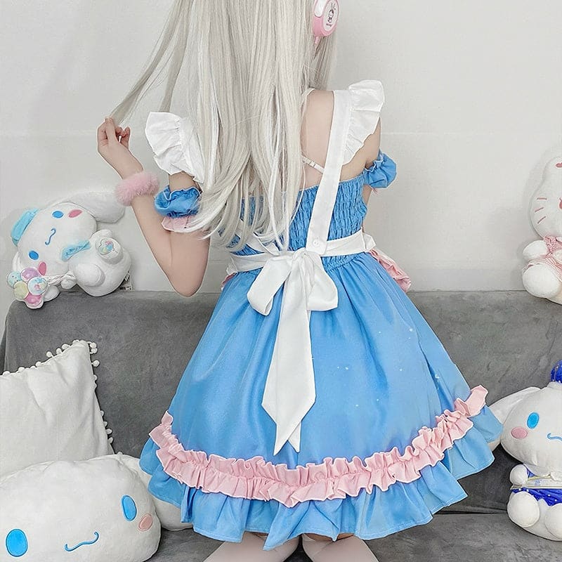 Lovely Candy Pink Blue Sweet Maid Dress