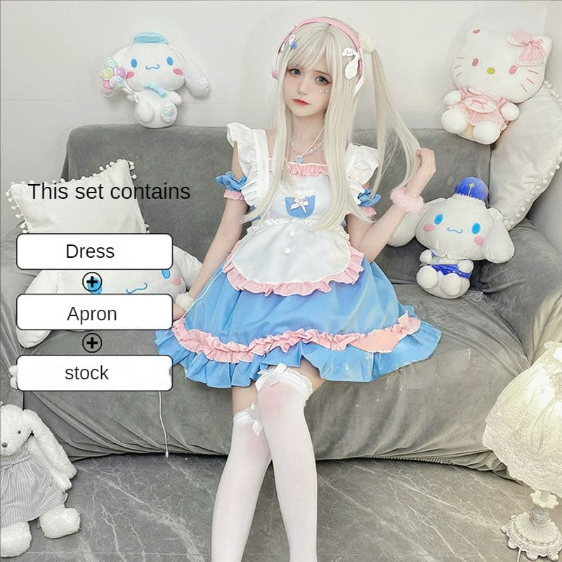 Lovely Candy Pink Blue Sweet Maid Dress