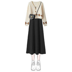 Lovely Kawaii Cardigan Sweater Dress Set