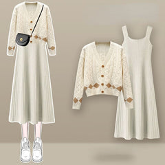 Lovely Kawaii Cardigan Sweater Dress Set