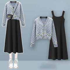 Lovely Kawaii Cardigan Sweater Dress Set