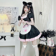 Lovely Sweet Girl Pink Cat Girl Maid Dress