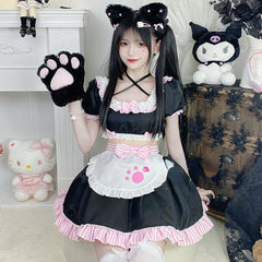 Lovely Sweet Girl Pink Cat Girl Maid Dress