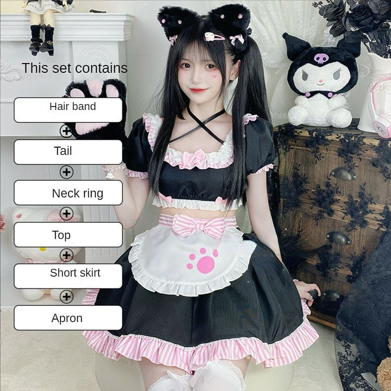 Lovely Sweet Girl Pink Cat Girl Maid Dress