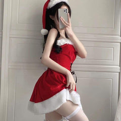 M-XL Kawaii Red Christmas Santa Dress and Cape