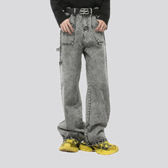 Medium rise slouchy stonewashed men's jeans