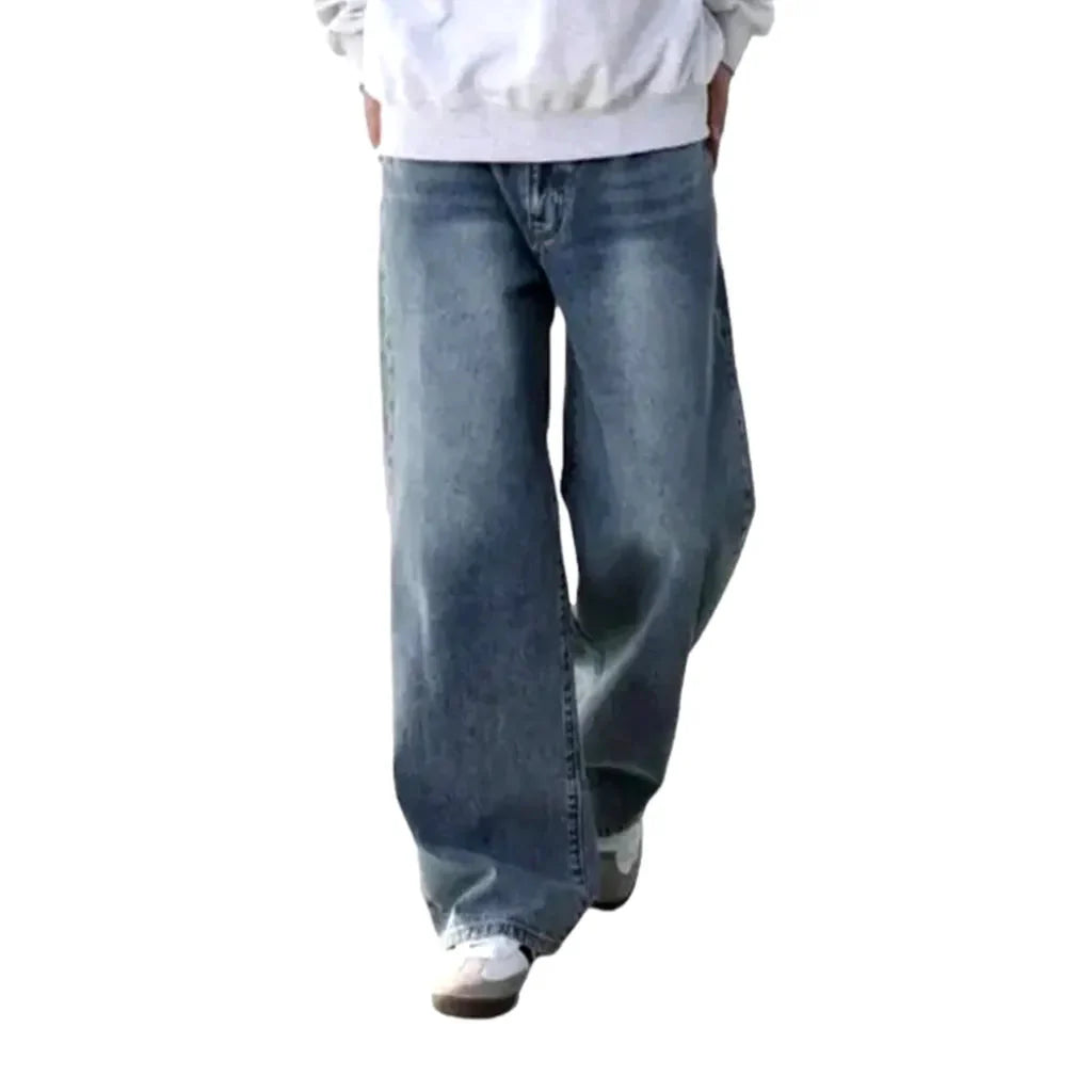 Mid-waist baggy jeans for men
