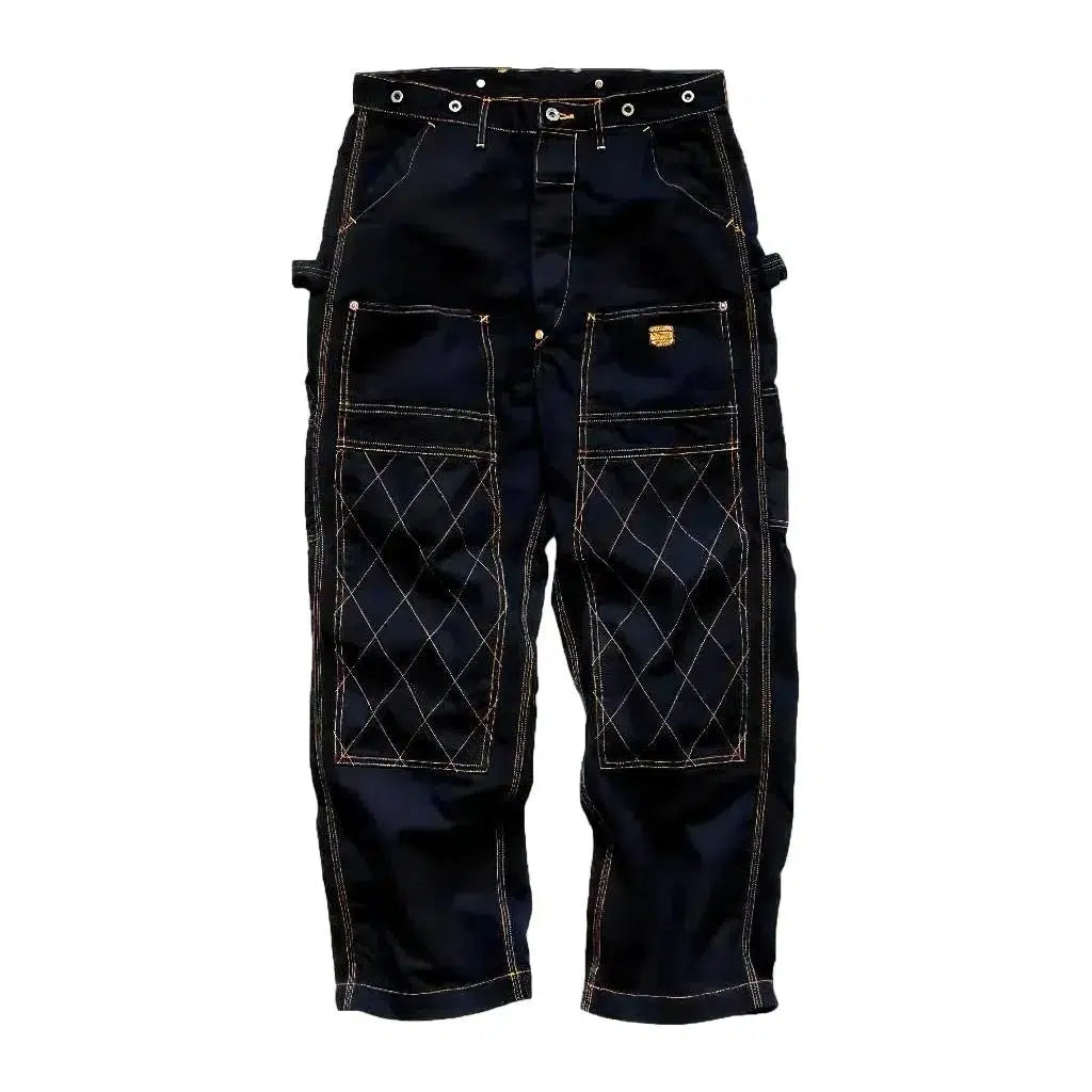 Mid-waist straight workwear jeans for men