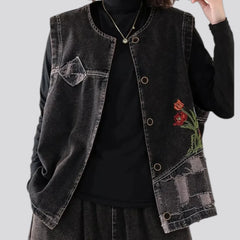 Oversized vintage women's jeans vest