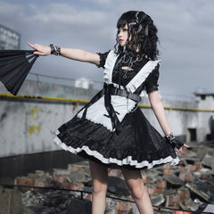 Panda Girl Gothic Anime Egirl Look Maid Suit Dress
