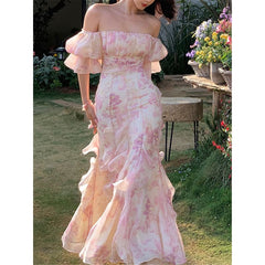 Pink Flora Elegant Midi Dress