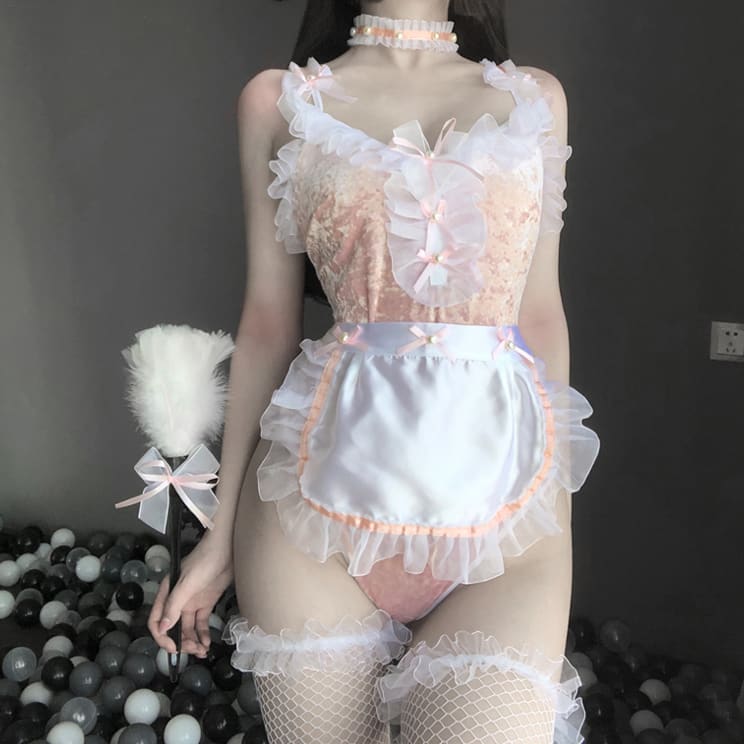 Pink Lace Lingeries Suit