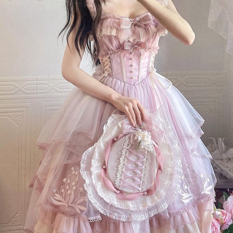 Pink Lily Vintage Style Lace-up Princess Lolita Dress MK19456