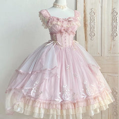 Pink Lily Vintage Style Lace-up Princess Lolita Dress MK19456
